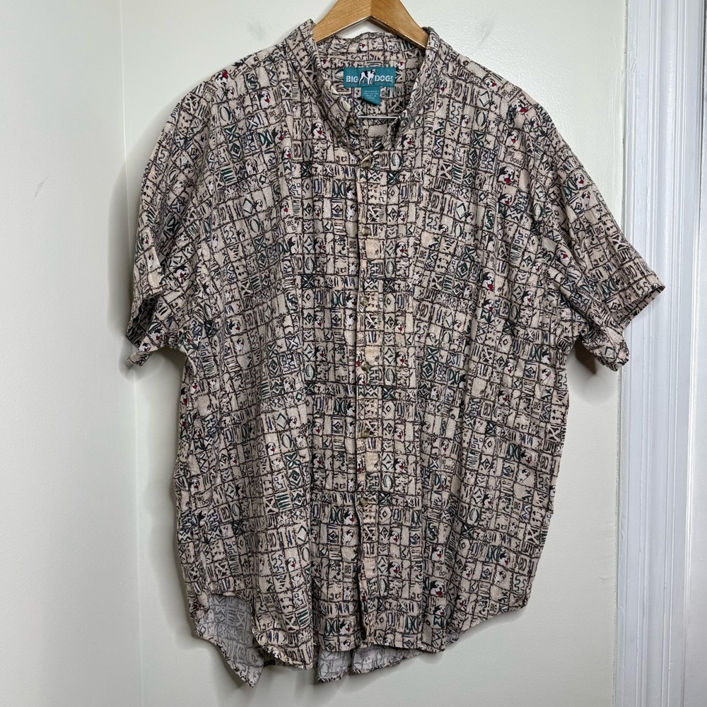 VTG 90s Big Dogs Aloha Button Down Short Sleeve Shirt Men’s Sz 4X Cotton